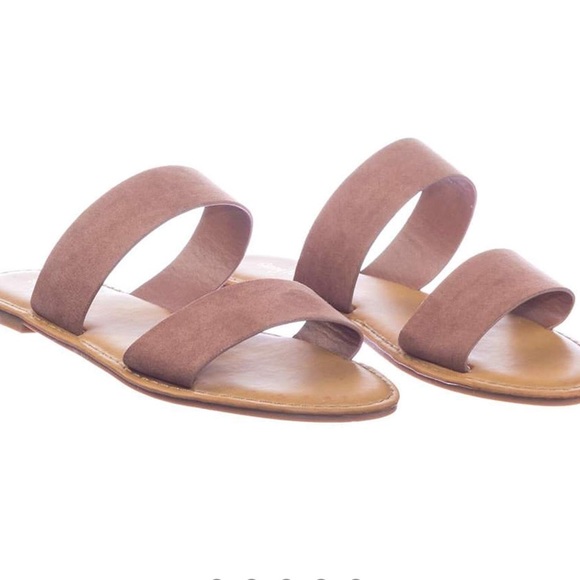 Strappy Double Band Open Toe Slide Sandals - Picture 3 of 9